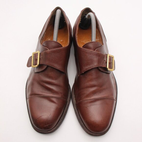 Salvatore Ferragamo Men\'s Size 9.5 2E Monk Strap Brown Leather Dress Shoes main image 12
